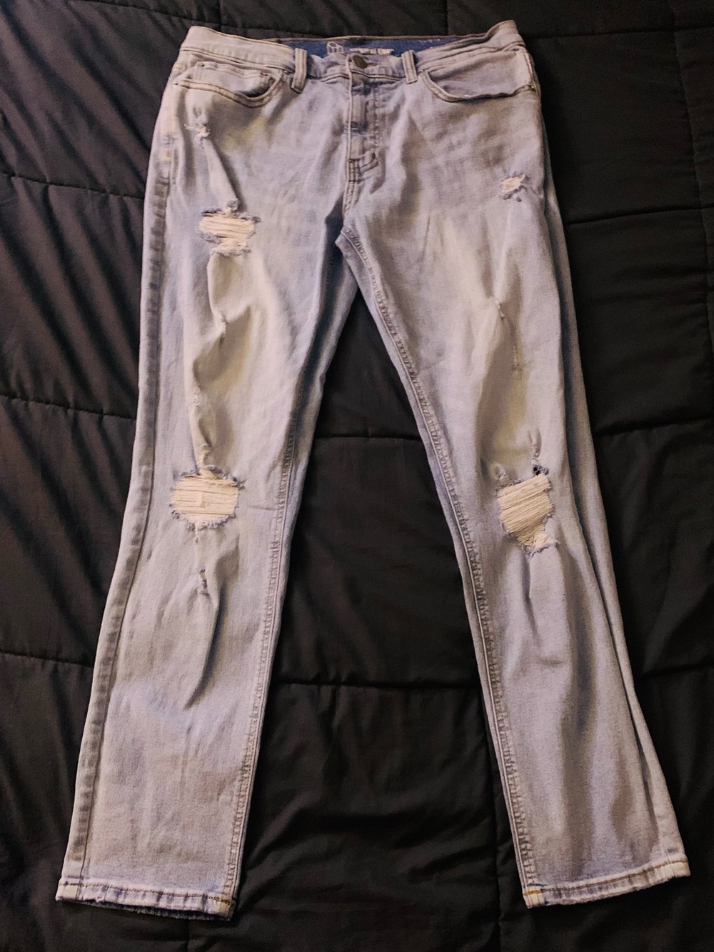 Original Use Light Blue Distressed Straight Leg Jeans 34x32